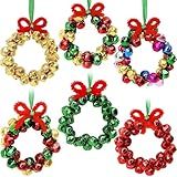 AWHETIE Christmas Crafts for Adults Kids,6 Sets Christmas Beaded Ornament Kit to Make,Jingle Bell Wreath Ornament,DIY Xmax Tree Kits Holiday Tree Decorations Party Supplies