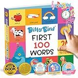 Ditty Bird Talking Books 100 Words | Fun Vocabulary & Speech Learning for Babies | Board Books for Toddlers 1-3 | Children's Interactive Toddler Books with Great Pictures | Sturdy Baby Sound Books