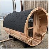 Smartmak Customized Outdoor Barrel Steam Sauna, 2-10 Person Canadian Hemlock/Red Cedar Traditional Wood Sauna Room with 220V ETL-Certified Heater, Backrest Headrest, Rocks, Light Accessories Included