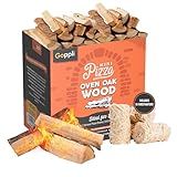 Kiln Dried Pizza Oven Wood 5-6 Inch Oak Logs – 12-14 lbs Mini Split Firewood with 10 Natural Fire Starters – Cooking Wood for BBQ, Grilling, Smoking, and Outdoor Pizza Ovens