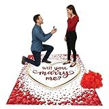 Proposal Blanket & 2,000 Artificial Rose Petals - 60 x 80” in - Wedding Proposal Kit - Will You Marry Me? Blanket For Engagement Decoration