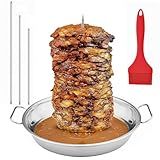 Vertical Skewer Set for Oven & Grill – Removable Spit Stand with Detachable Tray and 3 Skewers (7" 9" 11") – Al Pastor, Shawarma, Gyro, Doner Kebab, Trompo Style BBQ Rotisserie