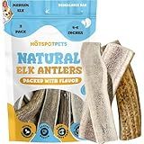 hotspot pets Split Elk Antlers for Dogs - 4-6 Inch Long Dog Chews,(3 Pack) Naturally Shed Elk Antler Bone for Medium Breed Aggressive Chewers - Made in USA - No Chemicals or Preservatives