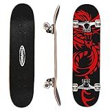 ChromeWheels 31 inch Skateboard Double Kick Skate Board Cruiser Longboard 8 Layer Maple Deck Skateboards for Kids and Beginners