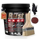 LISRUX Rust Converter & Metal Primer, 141 Fl Oz Black Rust Inhibitor Paint for Metal, Automotive Rust Reformer, Industrial Grade Water Based, Heat Resistance & UV Resistant