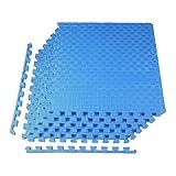 BalanceFrom Puzzle Exercise Mat 1' Thick, EVA Interlocking Foam Floor Tiles for Home Gym, Mat for Home Workout Equipment, Floor Padding for Kids, Blue, 24 in x 24 in x 1 in, 24 Sq Ft - 6 Tiles