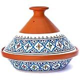 Kamsah Tagine Pot for Cooking and Flavor Enrichment - Medium Clay Pot 10”, 3.1 QT - Non-Stick Handmade Cookware - Moroccan Ceramic Pots for Cooking with Lid & Serving Bowl - Bohemian Supreme Turquoise