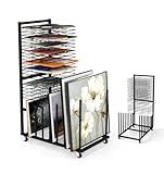 Suuiwau Art Drying Rack with 20 Removable Shelves & 7 Partitions,Metal Art Storage Rack Canvas Storage Painting Storage with Lockable Wheels for Classrooms,Art Studio