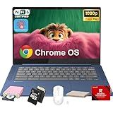 Lenovo IdeaPad Slim 3 Chromebook - 14'' Touchscreen Full HD Display • 8-Core MediaTek Kompanio 520 CPU • 4GB RAM • 64GB eMMC & 256GB Micro SD Card • Wi-Fi 6 • for Business Student • Chrome OS • Blue