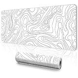 Topographic Mouse Pad XL - Large Extended Desk Mat for Gaming, Black and White Minimalist Keyboard Pad for Office & Home