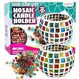 Glass Mosaic Candle Holder Kit, DIY Stained Glass Kit for Adults Home Decor Fun Arts and Crafts Gifts for Teens Adults Valentine Birthday Mother’s Day Gifts