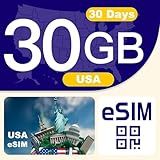 eSIM Card USA Prepaid 30GB 30Days | 4G LTE High-Speed Network | Easy Activation | Hotspot Allow | High Coverage Multi-Carrier for Unlocked iOS & Android | No Contract No SIM Card