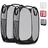 Handy Laundry Mesh Pop-Up Hamper Collapsible with Side Pocket 2-Pack