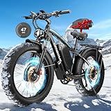 cendouk Peak 9000W 52V Dual Motor Ebike 40-47MPH Electric Bike for Adults 34AH Battery 105 Miles Range 24 Inch Fat Tire Fast Electric Bicycles for Snow Off-Road Commuter Mountain E-Bike