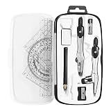 Unjoo Math Geometry Kit Sets 10 Piece Student Supplies, Compass Set, Black