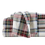 Comfort Spaces Cotton Flannel Breathable Warm Deep Pocket Sheets with Pillow Case Bedding, Queen, Red Plaid Scottish Plaid 4 Piece