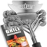 Grill Brush and Scraper Bristle Free – Safe BBQ Brush for Grill – 18'' Stainless Grill Grate Cleaner - Safe Grill Accessories for Porcelain/Weber Gas/Charcoal Grill – Gifts for Grill Wizard