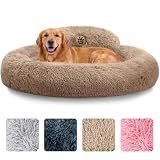 Large Dog Bed - 36'' Calming Donut Dog Beds, Dog Beds Large Sized Dog,Beige