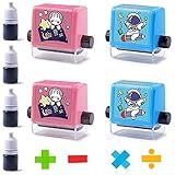 UDEEF 4PCS Smart Math Stamp Set – Reusable Roller Tools for Addition, Subtraction, Multiplication & Division Practice, Educational Supplies for Kids, Preschool & Classroom Use