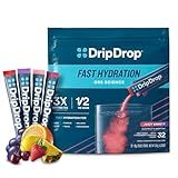 DripDrop Hydration Packets - Juicy Variety Pack - Single Serve Electrolytes Powder Drink Mix - Grape, Fruit Punch, Strawberry Lemonade, Cherry - Non-GMO, Gluten Free, Vegan - 32 Sticks