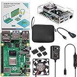 Vilros Basic Starter Kit for Raspberry Pi 4 with Fan Cooled ABS Case-Includes Raspberry Pi 4 Board and 7 Accessories (4GB, Clear Transparent Case)
