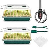 Ryscam Seed Starter Tray with Grow Light, 96-Cell Seed Starter Kit, Seedling Starter Trays with Humidity Domes, Automatic Timer, Adjustable Light Indoor Gardening Plant Germination Trays