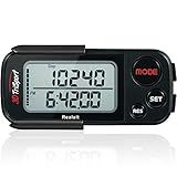 Realalt 3DTriSport Walking 3D Pedometer with Clip & Strap, eBook Included | 30 Days Memory,Accurate Step Counter, Walking Distance Miles/Km,Calorie Counter, Daily Exercise Time Monitor - Stealth Black