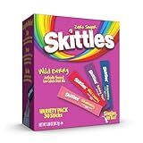 Skittles Singles To Go Wild Berry Variety Pack, Watertok Powdered Drink Mix, Zero Sugar, Low Calorie, Includes 4 Wild Berry Flavors, 1 Box (30 Single Servings)