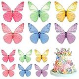 HRXMS Butterfly Cupcake Toppers 72Pcs Edible Cake Decorations, 6 Colors, Wafer Paper Butterflies for Birthdays Weddings Baby Showers Party Supplies