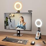 Evershop Ring Light for Laptop Desk Clip On,Small Computer Video Conference Lighting with Stand for Phone/Webcam/Monitor,5" Portable Mini LED Selfie Light Desktop for Zoom Meeting/Video Call/Recording