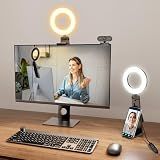 Evershop Ring Light for Laptop Desk Clip On,Small Computer Video Conference Lighting with Stand for Phone/Webcam/Monitor,5" Portable Mini LED Selfie Light Desktop for Zoom Meeting/Video Call/Recording