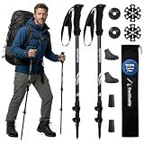 TrailBuddy 3K Carbon Fiber Hiking Poles - Collapsible Lightweight Trekking Poles for Hiking - Adjustable Walking Sticks for Women, Men, Seniors with All-Terrain Tips, Baskets & EVA Grips