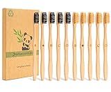 Goaycer Bamboo Toothbrush Medium Bristle, 10Pcs Biodegradable Bulk Wooden Toothbrushes