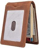 kinzd Slim Wallet with Money Clip RFID Blocking Minimalist Bifold Wallet for Men Genuine Leather Front Pocket Card Holder
