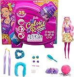 Barbie Color Reveal Glitter! Hair Swaps Doll, Glittery Pink with 25 Hairstyling & Party-Themed Surprises Including 10 Plug-in Hair Pieces