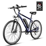Jasion EB5 Electric Bike for Adults with Peak 750W Brushless Motor, 40Miles 20MPH Commuting Electric Mountain Bike with 360Wh Removable Battery, 7-Speed, 26" Tires and Front Fork Suspension