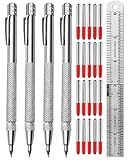 Tungsten Carbide Scriber, Knurled Aluminum Handle, 4-Pack with Bonus Marking Tips and Steel Ruler, Ideal for Detailed Crafting and Carving