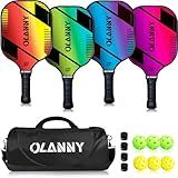 OLANNY Pickleball Paddles Set of 4 Graphite Pickleball Set with Honeycomb Core and Comfort Grip,Pickle-Ball Equipment Includes 4 Pickleball Racquets,6 Balls,4 Pickleball Grip Tape & 1 Portable Bag
