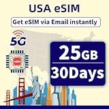 USA Prepaid eSIM 25GB 30Days Data Plan | Get QR Code Instantly | 5G/4G High-Speed | Supports Hotspot | Easy Setup | Data Only for Travel, Business – No Contract for Unlocked iOS & Android