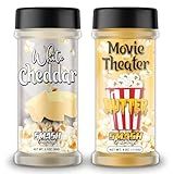 White Cheddar & Movie Theater Butter Popcorn Seasoning Shaker – 2 Pack Double Flavor Blend with Rich Butter & Sharp Cheese – Sprinkle for Popcorn, Fries, Pasta, Chips, Veggies, Snacks, Gatherings
