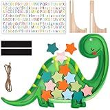 Yaomiao Magnetic Reward Jar Set DIY Name Wooden Reward Jar Personalized Star Chart with Colorful Letter Sticker Stand Toddler Good Behavior Management Tools Back to School Home Chore Chart(Dinosaurs)