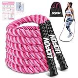 Weighted Jump Rope for Women, 1.25LB Heavy Skipping Rope for Exercise with Training Poster, 9.2FT Weight Fitness Jump Rope for Improve Strength, Building Muscle & Total Body Workout Equipment
