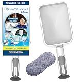 The Skimmie Scoop - Patented Handheld Skimmer with Fine Mesh Net for Spa, Hot Tub, Cold Plunge and Small Pool Cleaning - Lightweight and Durable with Powerful Suction Cup - Clean Out Filter (White)