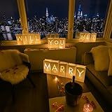 Luminary paper bags wedding proposal decorations “will you marry me?” light up letters sign with led lights included for engagement party, proposals
