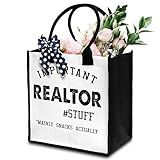 Dr.Baner Realtor Tote Bag For Women, Canvas Tote For Working Traveling Shopping, Aesthetic Beach Bag With Ribbon, Thank You Gifts For Realtor -36
