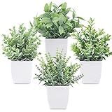 Der Rose 4 Pack Fake Plants Mini Artificial Greenery Potted Plants for Home Decor Indoor Office Table Room Farmhouse Bathroom Decor