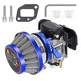 15mm Carburetor Upgrade Kit Air Filter Set Compatible with 2 Stroke 43cc 47cc 49cc Standup Gas Scooter ATV Quad Pocket Bike XG-550 BladeZ Moby X Blue