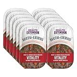 Health Extension Broth-Licious Vitality Beef & Green Bean in Bone Broth for Dogs, 3.5 oz Cup – Grain-Free, Ready-to-Serve, Boosts Energy & Immunity (12-Cup Box)