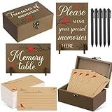 Gilprop 112 Pcs Celebration of Life Memory Cards Set Share a Memory Cards with Box 2 Wood Sign with 4 Hold and 5 Pens, Sympathy Memorial Gifts Funeral Keepsake Decorations(Cardinal)