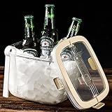 Siuper 6.7L Ice Cube Storage Bin with Sealed Lid for Freezer Clear Ice Bucket w/ Tong for Bar Refrigerator Containers for Home Beverage Cooler for Whiskey Wine Beers Party Outdoor 8.5*6.6*7.4in Yellow